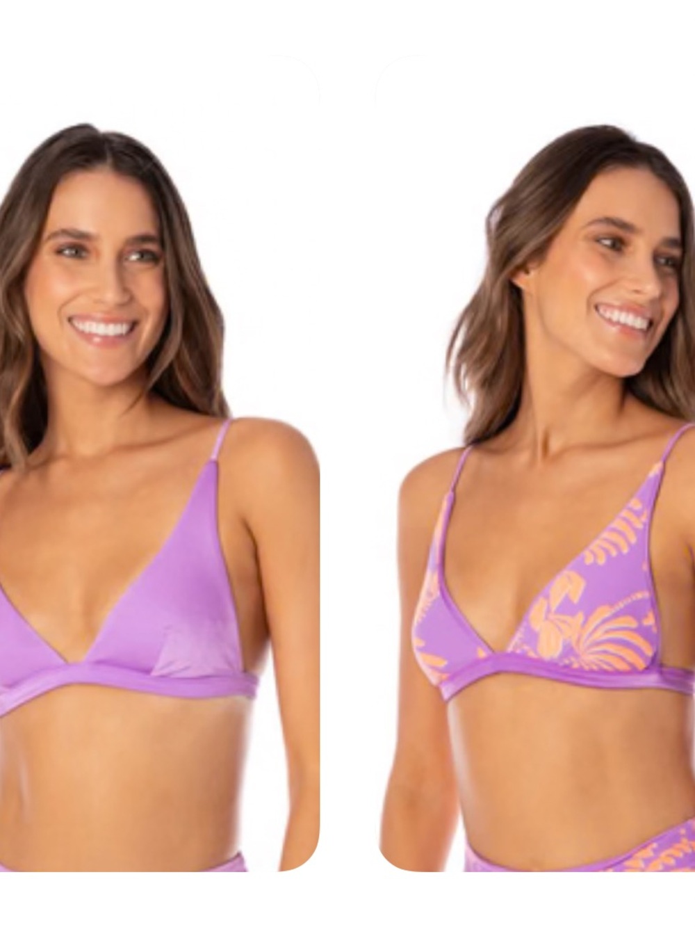 Maaji Metallic Lilac Ivy Fixed Triangle Bikini Top Reversible Size Medium NWT